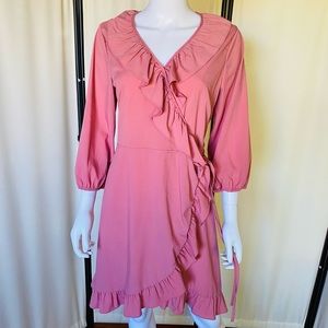MILLENIUM Sz Lg. Ladies Dusty Rose ruffle dress.